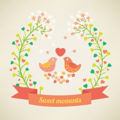 Greeting card with two birds