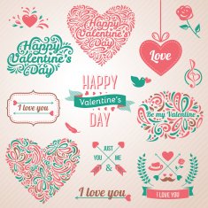 Happy valentines day and weeding design elements N3