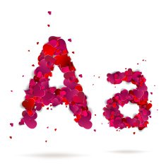 Letter A made from hearts Love alphabet