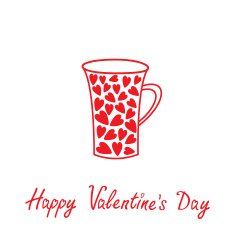 Love mug with hearts Happy Valentines Day card N2