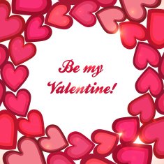 Pink hearts circle vector Valentines day card