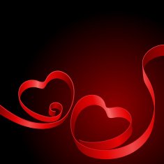 Two hearts from ribbon Valentine's day