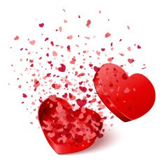 Heart gift present with fly hearts Valentine's day N6