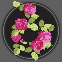 Branch with flowers and leaves roses
