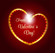 Vector St Valentine Day's Greeting Card in Retro Style Design N10