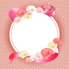 vintage round frame with roses N2