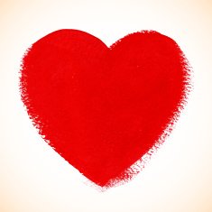 Red acrylic color textured painted heart