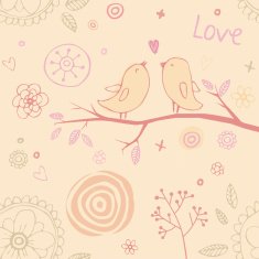 Seamless pattern with cute birds N2