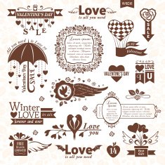 Set of Valentines Day design elements N12