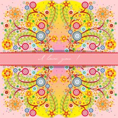 Valentine's Day floral flowers greeting card with banner