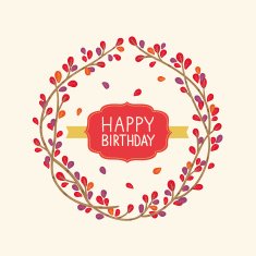 Birthday card with wreath