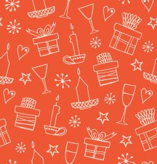 Christmas seamless pattern with gifts candles goblets N3