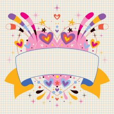 heart with blank ribbon note book paper vector illustration