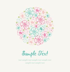 Summer illustration with colorful stylized flowers