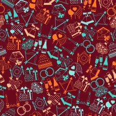 Seamless wedding pattern in retro style N5