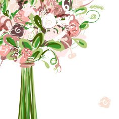 Wedding card with floral bouquet for your design
