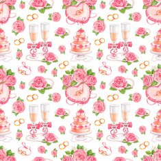 Beautiful seamless pattern with watercolor wedding illustrations