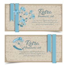 Vintage flowers banners set with text field N8