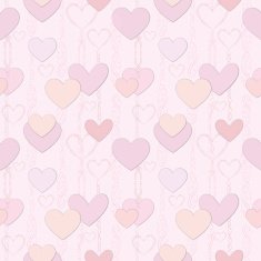 Lovely pink seamless pattern with vintage heart shapes N3