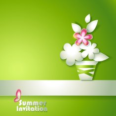 Card with stylized flowers in pot N2