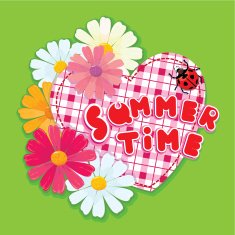 Checkered Heart ladybird and daisies