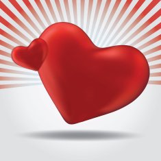 Illustration with a red valentine heart N3