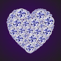 Vector shiny diamond heart on black background N2