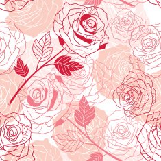 Floral background with roses Vector seamless pattern N4