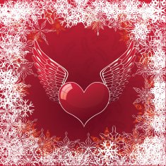 valentine's card with heart and wings