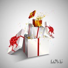 Present box inside present on white background N2