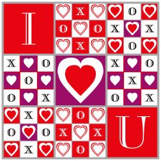Game of Love Hearts Tic-Tac-Toe Illustration in Red White Purple