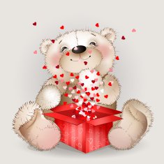 Bear got in a gift box with lots of hearts N3