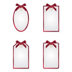 Set of different tags with silk bows