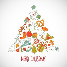Triangle geometric shape vector with christmass drawing elements