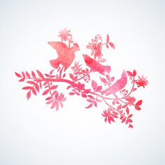 Vector watercolor red bird