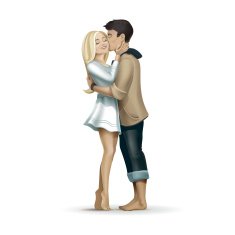 Vector Romantic Kissing Couple of Man and Woman in Love