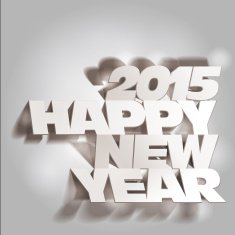 2015 Monochrome Paper Folding with Letter Happy New Year