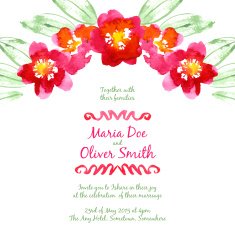 Vector background with red watercolor camellias N12