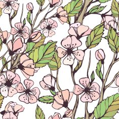 Blossoming Spring Branch Seamless Vector pattern N3