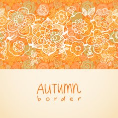 Seamless border with outline flowers