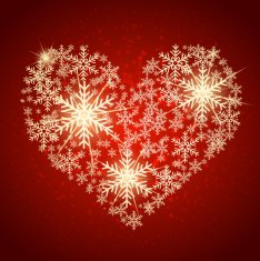 Golden heart made with snow Vector N2