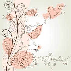 cute songbird in flowers greeting card