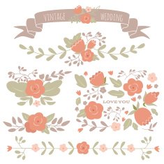 Set of floral elements for a wedding or birthday N3