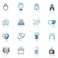 Blue Wedding Icon Set