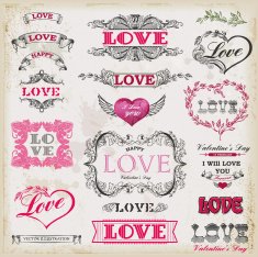 Valentine's day Calligraphic vector set