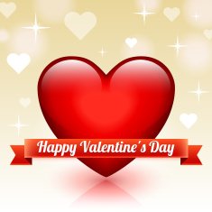 Heart with Ribbon on Valentine's Day Background