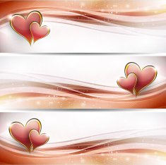 Shiny red heart banners