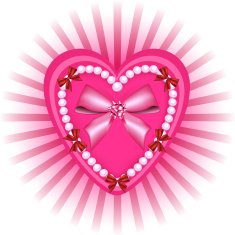 Valentine's Day Pearl Heart With Pink Rays