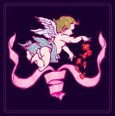 Cupid with Scroll and flower petals