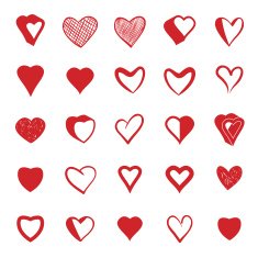 Set of 25 hearts icons
